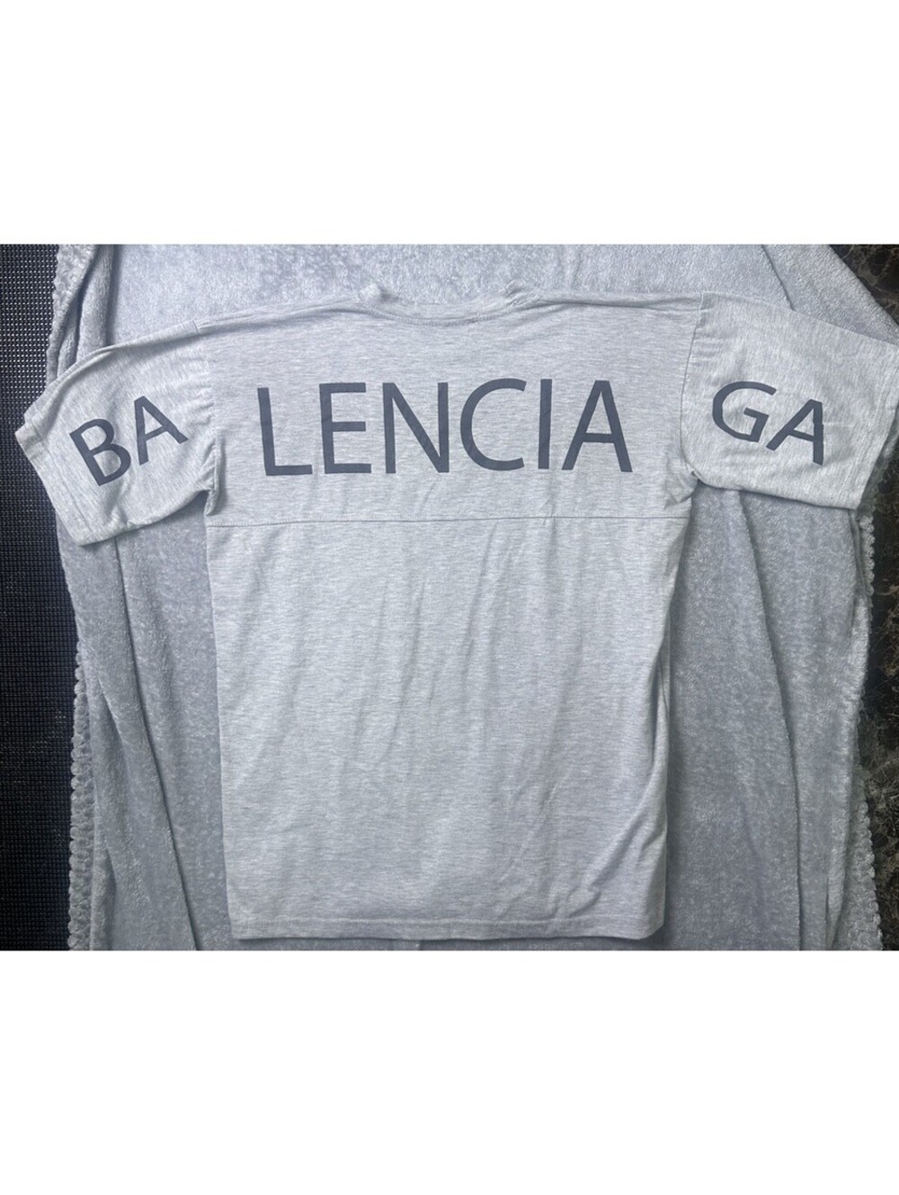 Balencia GA Parody T Shirt Mens Gray Oversized Logo Streetwear Graphic Tee